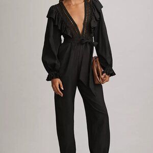 Farm Rio Black Laces & Ruffles Jumpsuit - Size S